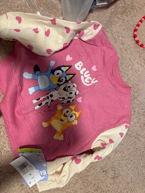 Girls Bluey Bingo Chloe Pink Heart Sweatshirt